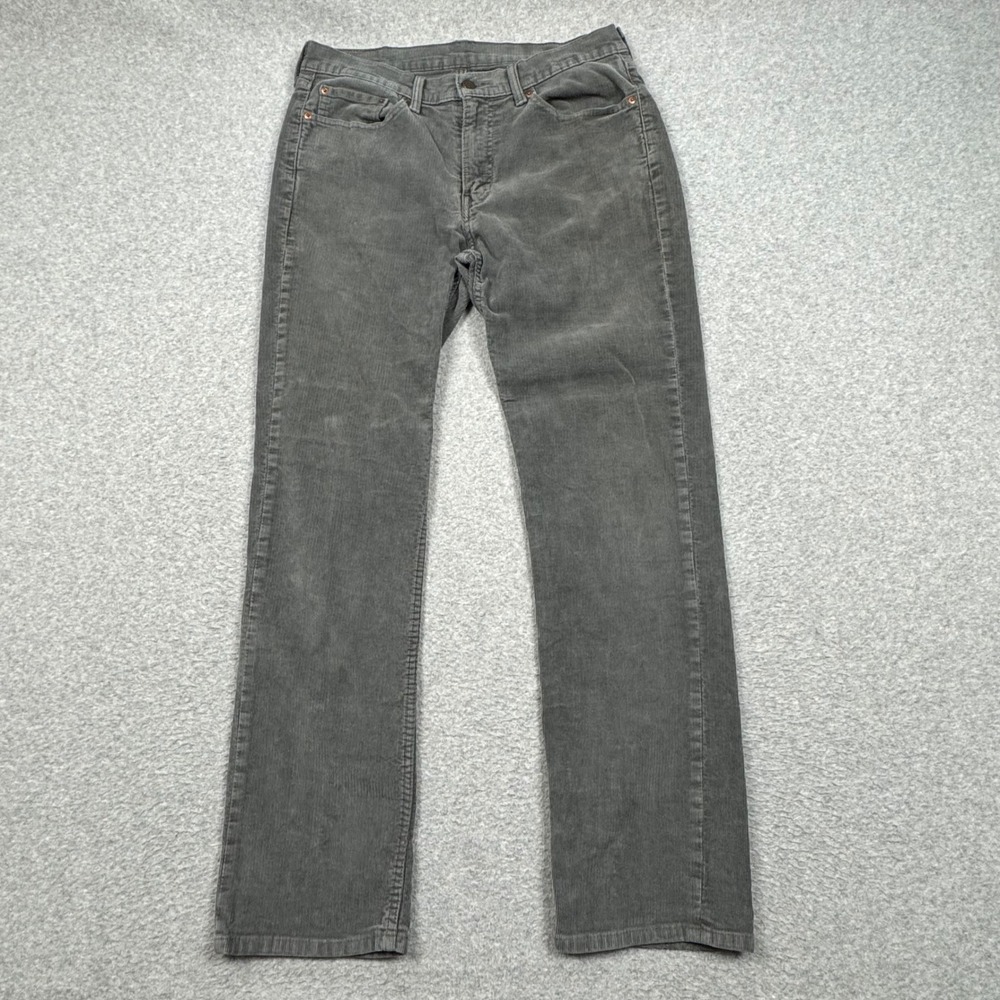 Levis 514 Straight Fit Corduroy Pants Mens 33x32 Gray Stretch Trousers 514-0801